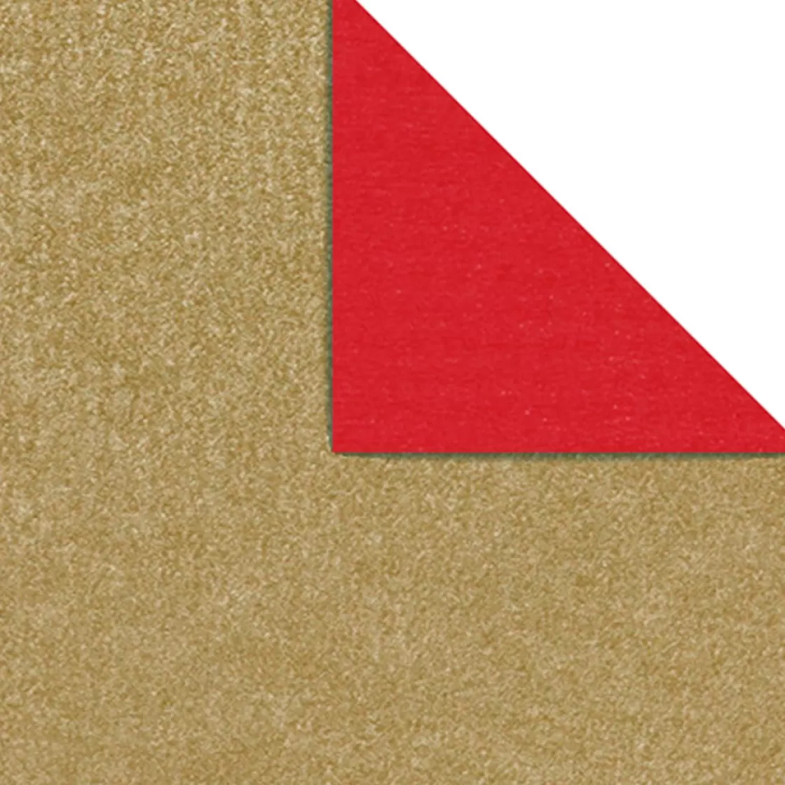 Papel De Regalo>DecoWoerner Papel De Regalo Rollo Bicolor Oro 50 Cm X 50 M rojo