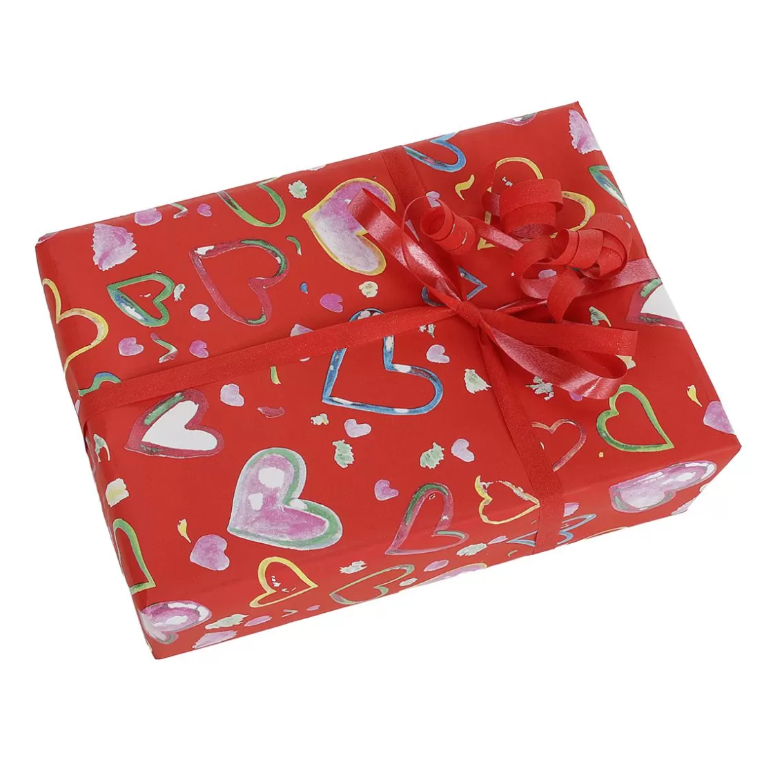 Papel De Regalo | Go Green - Envoltorio Para Regalo Ecológico>DecoWoerner Papel De Regalo Sostenible Corazones De Colores, , 50 Cm X 50 M rojo