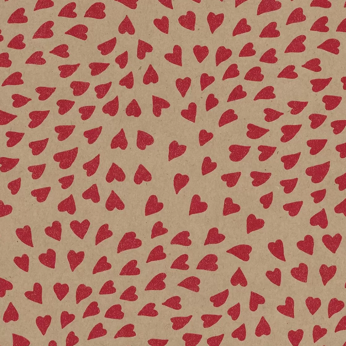 Papel De Regalo | Go Green - Envoltorio Para Regalo Ecológico>DecoWoerner Papel Kraft Reciclado Con Corazones s - Rollo De Papel De Envolver De 50 M rojo