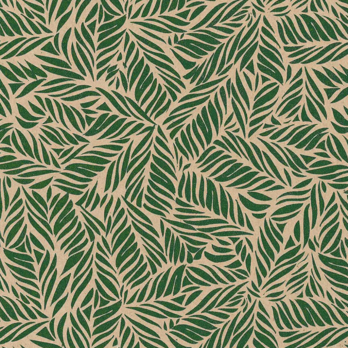 Papel De Regalo | Go Green - Envoltorio Para Regalo Ecológico>DecoWoerner Papel Kraft Reciclado Con Hojas De Palmera s - Rollo De Papel De Envolver De 50 M verde