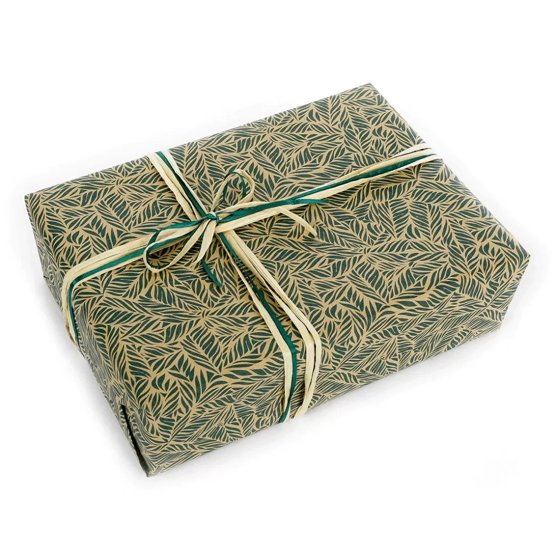 Papel De Regalo | Go Green - Envoltorio Para Regalo Ecológico>DecoWoerner Papel Kraft Reciclado Con Hojas De Palmera s - Rollo De Papel De Envolver De 50 M verde