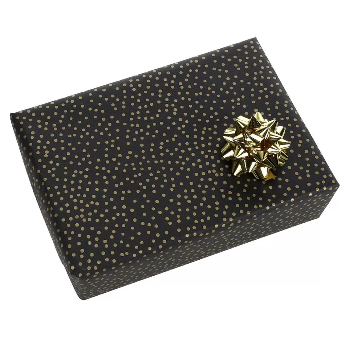 Papel De Regalo | Go Green - Envoltorio Para Regalo Ecológico>DecoWoerner Papel Kraft Reciclado Con Puntos Dorados, 50 Cm, 50 M negro
