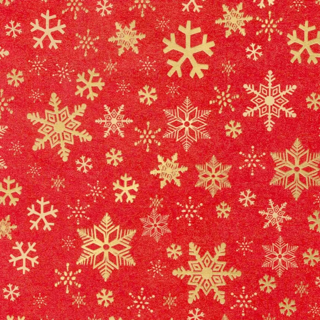 Papel De Regalo | Go Green - Envoltorio Para Regalo Ecológico>DecoWoerner Papel Kraft Reciclado Con Copos De Nieve Dorados - Bobina De Papel De Regalo Sostenible De 50 M rojo