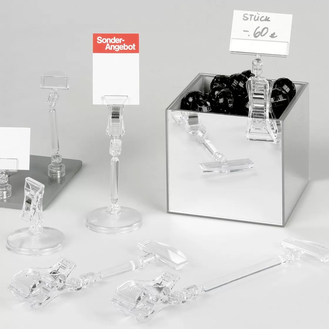 Etiquetaje>DecoWoerner Pinza Para Etiquetas De Precio Con Inserto, 10 Cm De Alto transparente