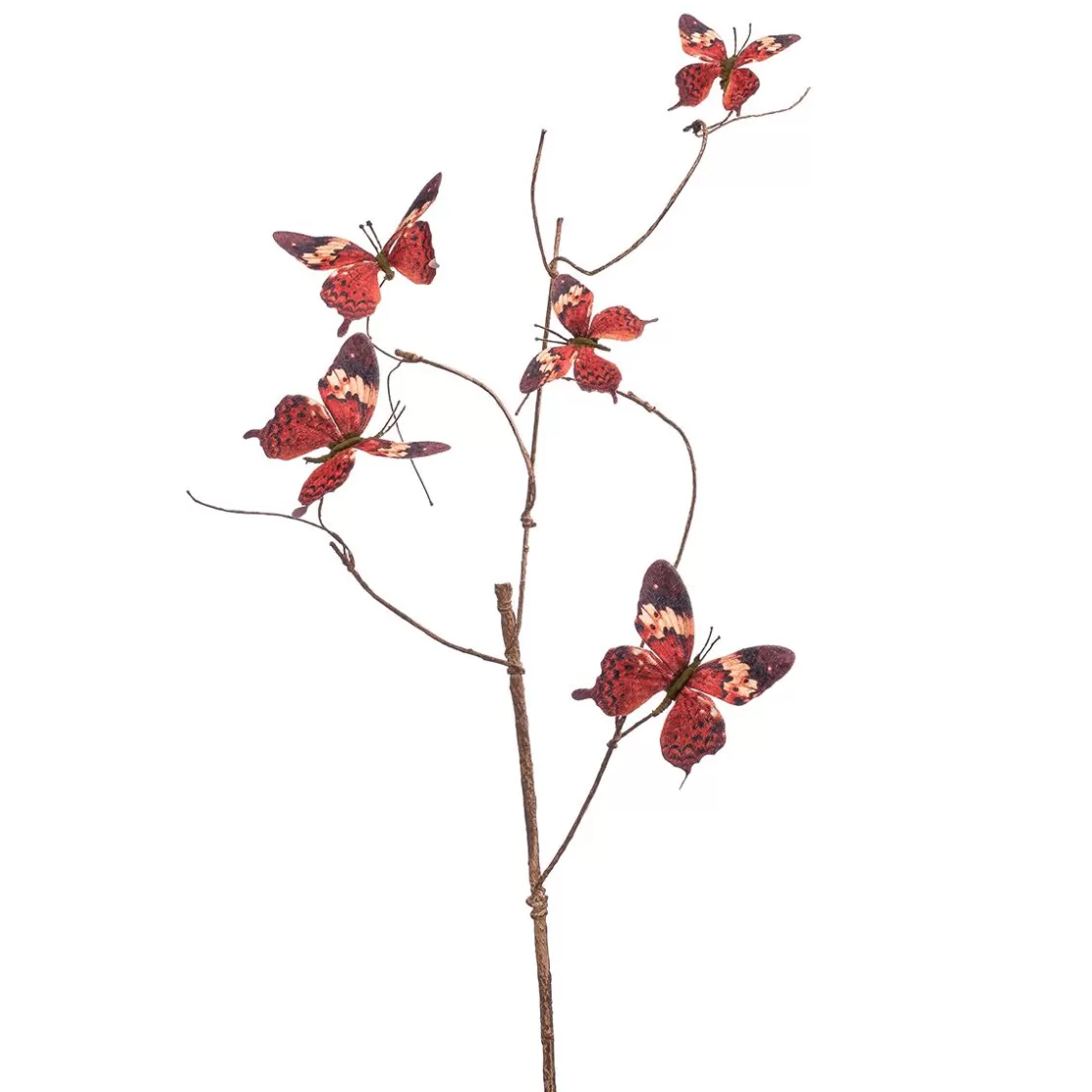 Decoración De Animales | Decoración De Primavera>DecoWoerner Rama Decorativa Con 5 Mariposas, Roja, 95 Cm rojo