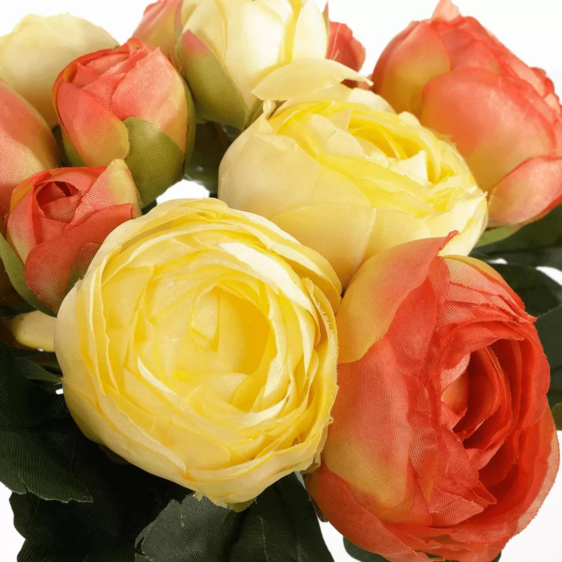 Decoración De Primavera | Ramos Y Coronas De Flores>DecoWoerner Ramo De Ranúnculos Artificiales Rojo, Amarillo 16 X 16 X 24 Cm (ancho X Largo X Alto) naranja