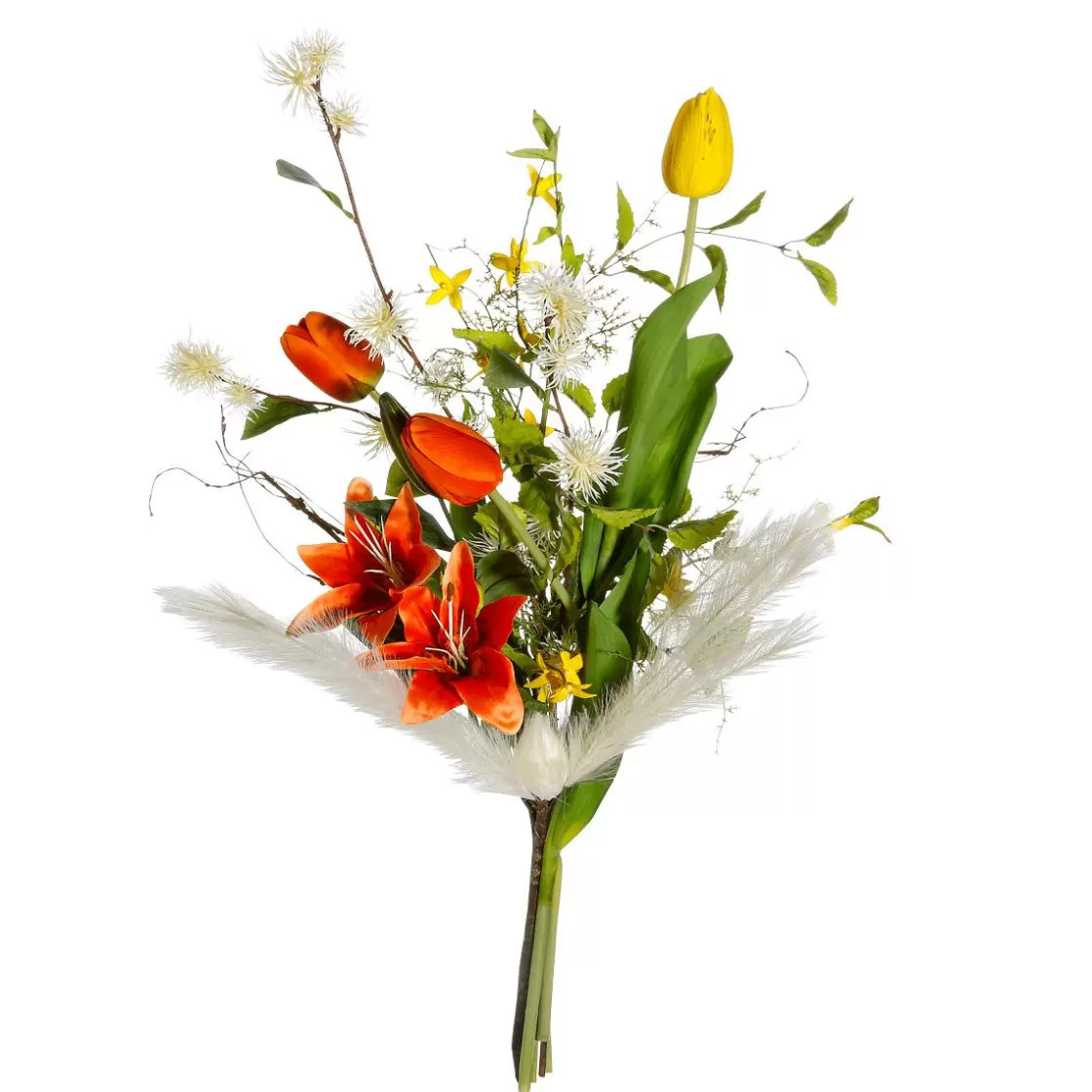 Decoración De Primavera | Ramos Y Coronas De Flores>DecoWoerner Ramo De Tulipanes Artificiales Mix , Blanco, Amarillo 75 Cm naranja