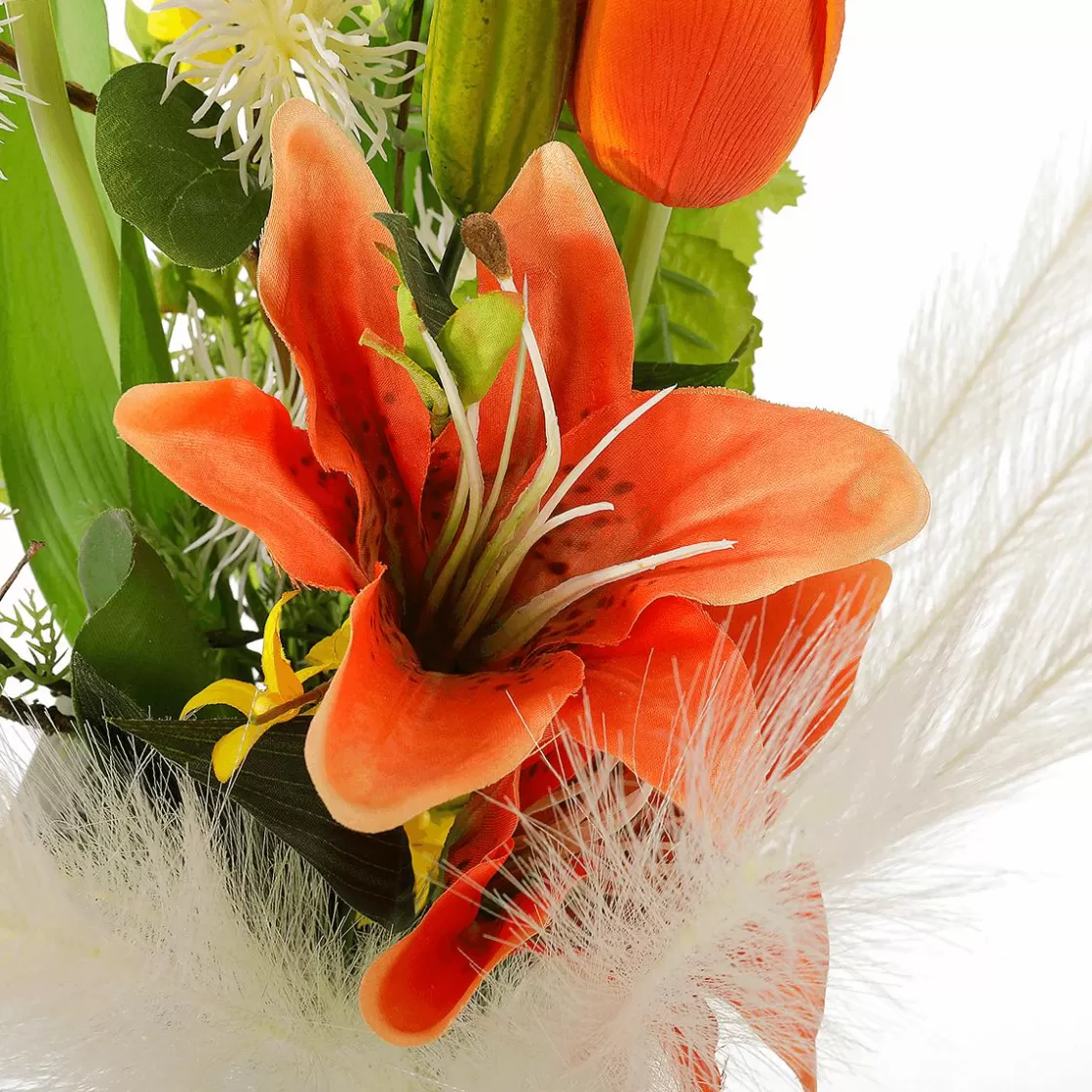 Decoración De Primavera | Ramos Y Coronas De Flores>DecoWoerner Ramo De Tulipanes Artificiales Mix , Blanco, Amarillo 75 Cm naranja