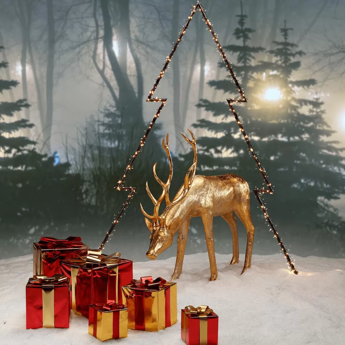 Figuras De Navidad | Decoración Navideña Xxl>DecoWoerner Regalo De Navidad 40 Cm Con Lazo Dorado rojo