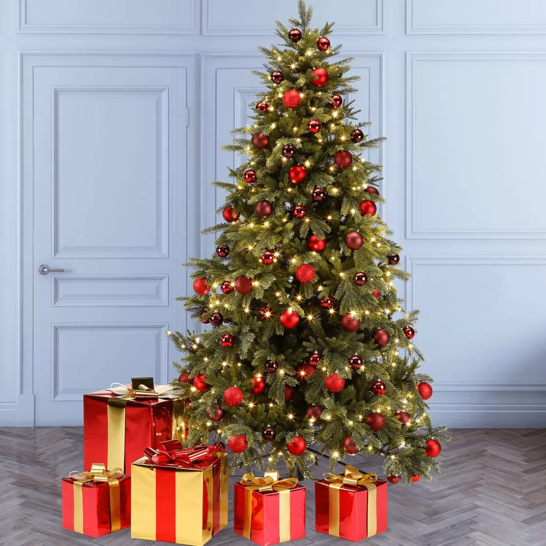 Figuras De Navidad | Decoración Navideña Xxl>DecoWoerner Regalo De Navidad 40 Cm Con Lazo Dorado rojo
