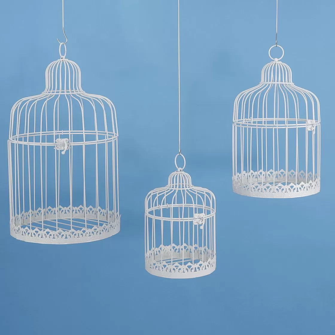 Decoración De Primavera>DecoWoerner Set De 3 Jaulas Vintage Blancas 41 Cm blanco