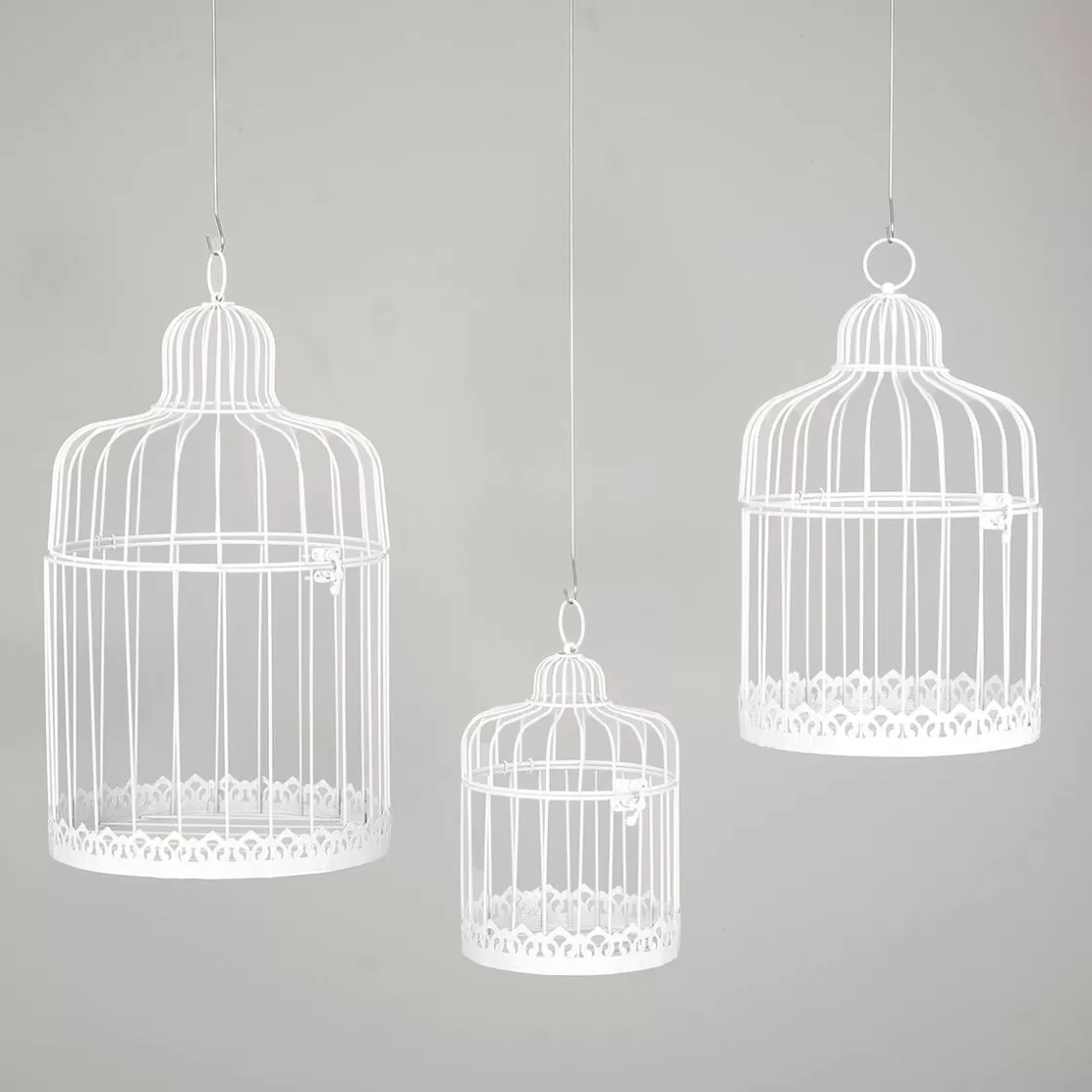 Decoración De Primavera>DecoWoerner Set De 3 Jaulas Vintage Blancas 41 Cm blanco