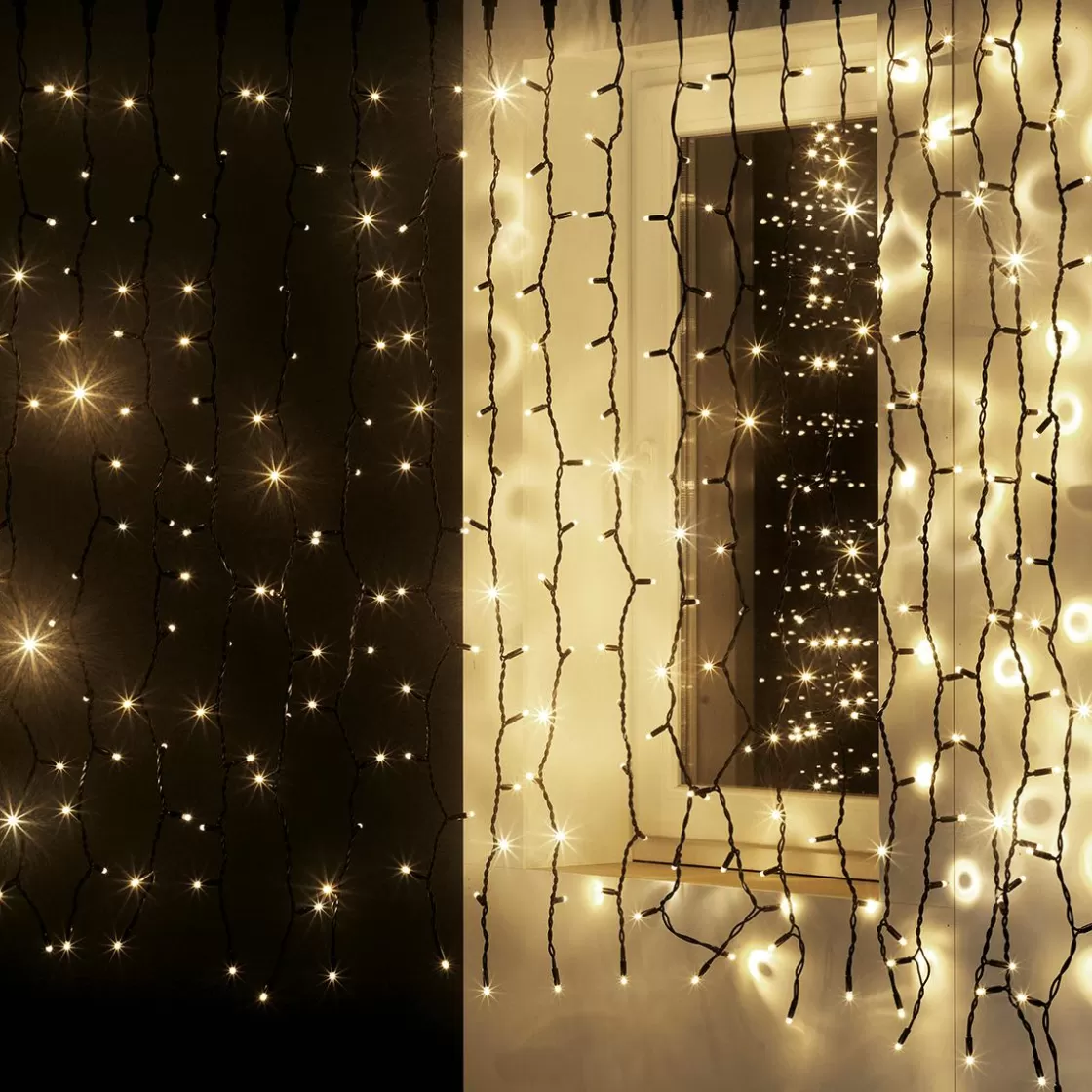 Luces De Navidad>DecoWoerner Sistema De Cortina De Luz LED Profesional IP67 150 Cm negro