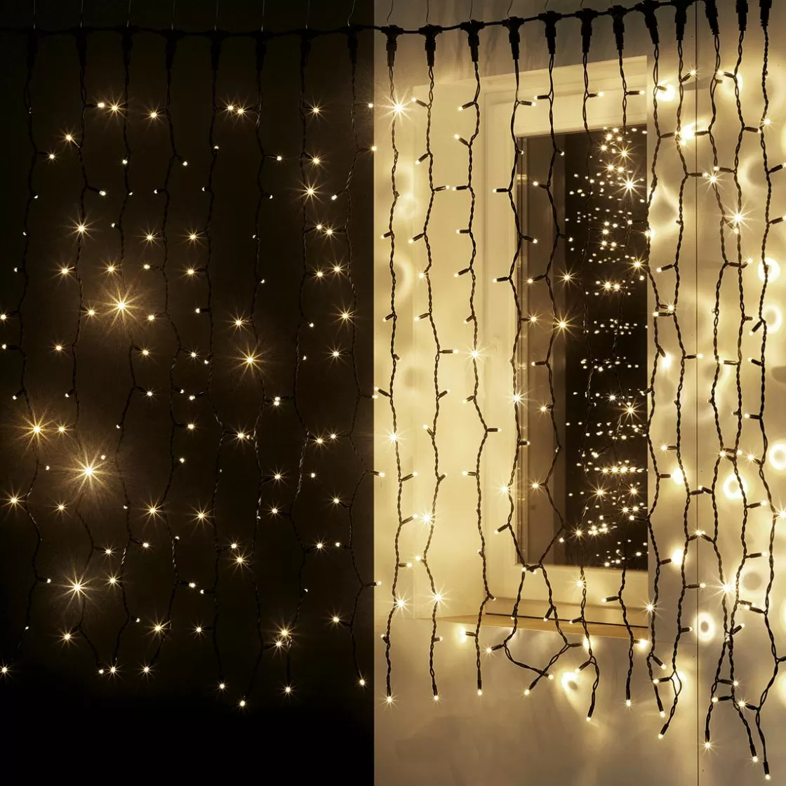 Luces De Navidad>DecoWoerner Sistema De Cortina De Luz LED Profesional IP67 150 Cm negro