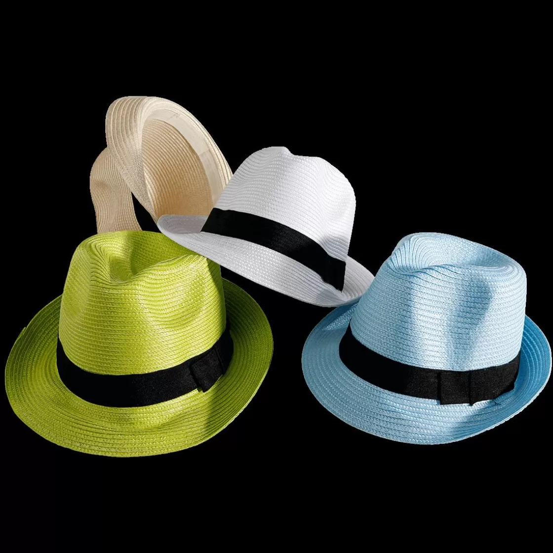 Decoración De Verano>DecoWoerner Sombrero De Paja Claro Con Banda Negra 30 X 25 X 15 Cm (largo X Ancho X Alto) azul