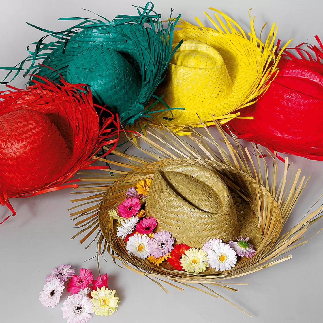 Decoración De Verano>DecoWoerner Sombrero De Paja, Color rojo