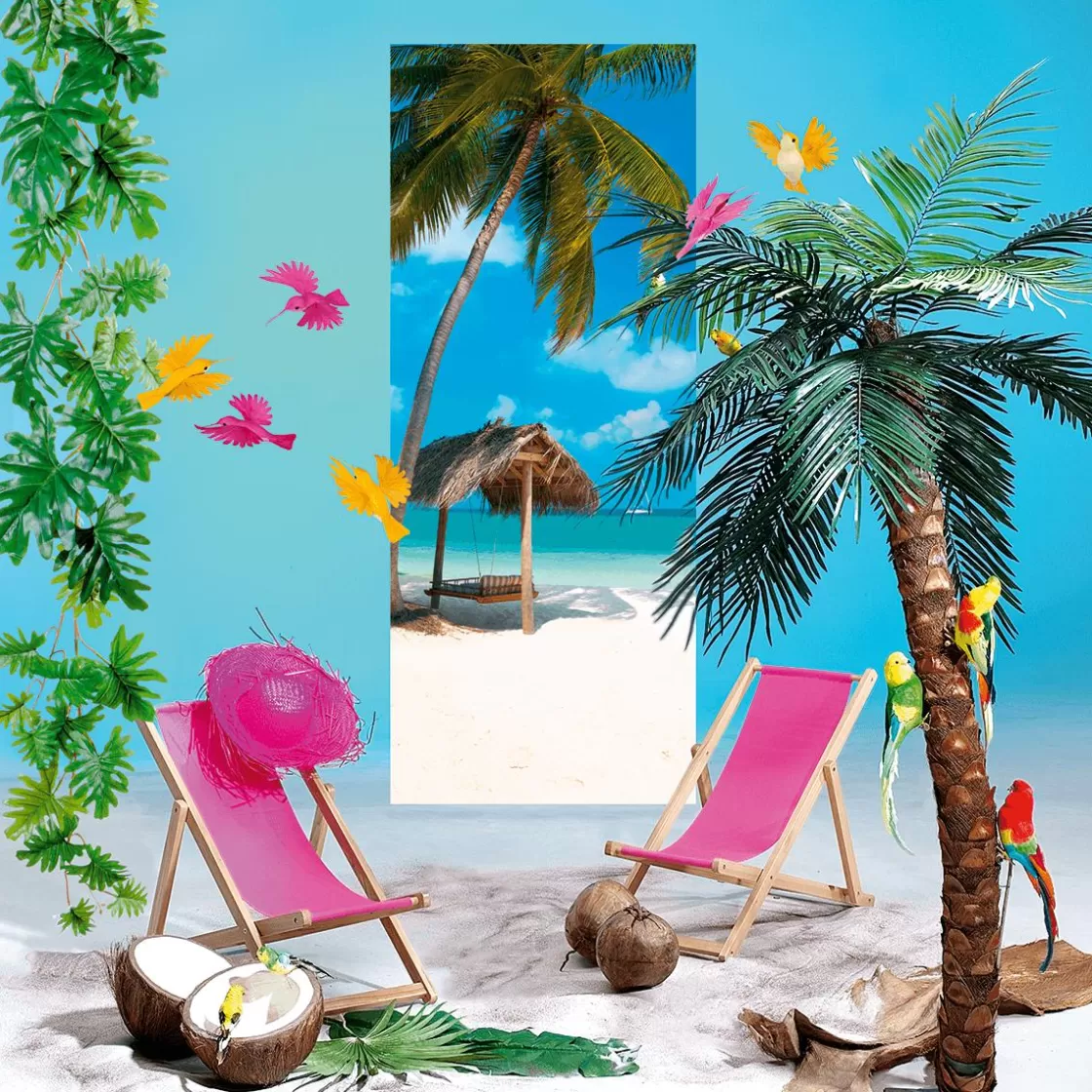Decoración De Verano>DecoWoerner Sombrero De Paja Decorativo, Color Fucsia rosa