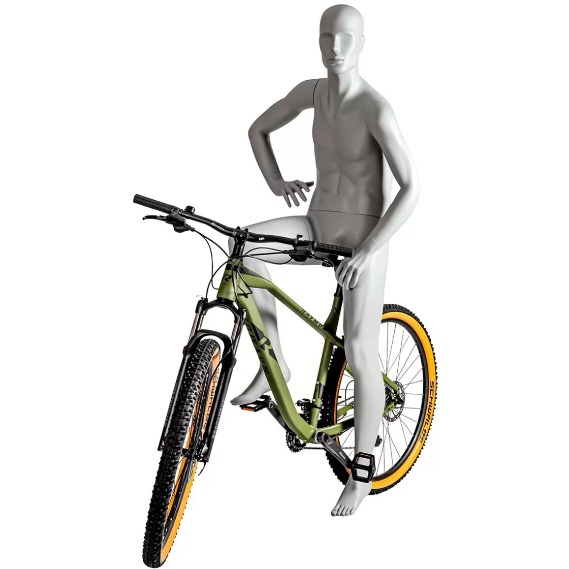 Maniquíes>DecoWoerner Sport Maniquí Hombre Motorista, Excursionista - Pierna Derecha Levantada Y Brazos Derechos Doblados Gris