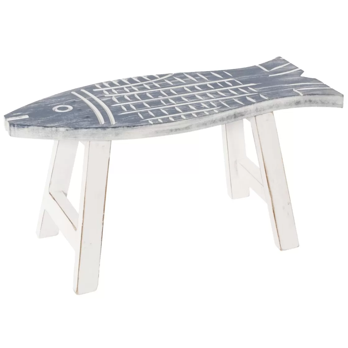 Decoración Temática | Decoración De Verano>DecoWoerner Taburete En Forma De Pez Y Blanco 44 Cm azul