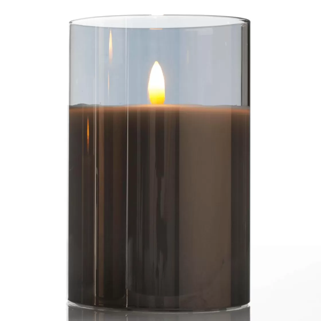 Luz Decorativa>DecoWoerner Vela De Cera LED En Vidrio Humo 10 X 15 Cm Gris