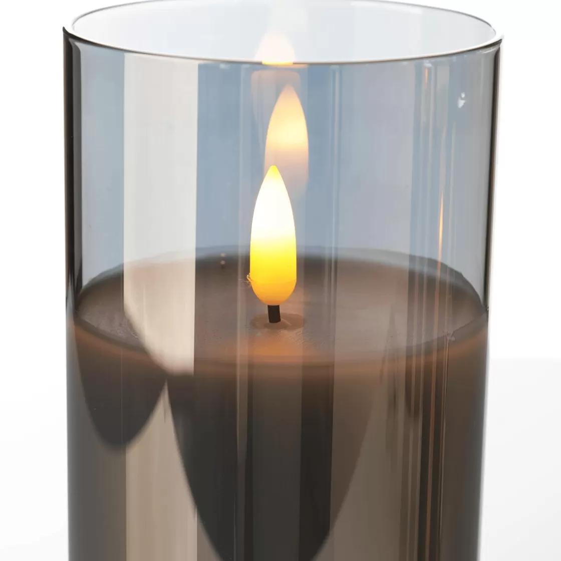 Luz Decorativa>DecoWoerner Vela De Cera LED En Vidrio Humo 10 X 15 Cm Gris