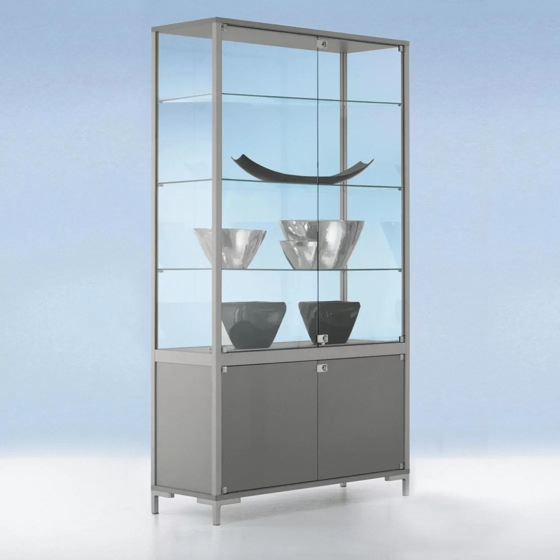 Expositores Para Tiendas>DecoWoerner Vitrina Con Compartimento Cerrado, 186 X 100 X 40 Cm transparente