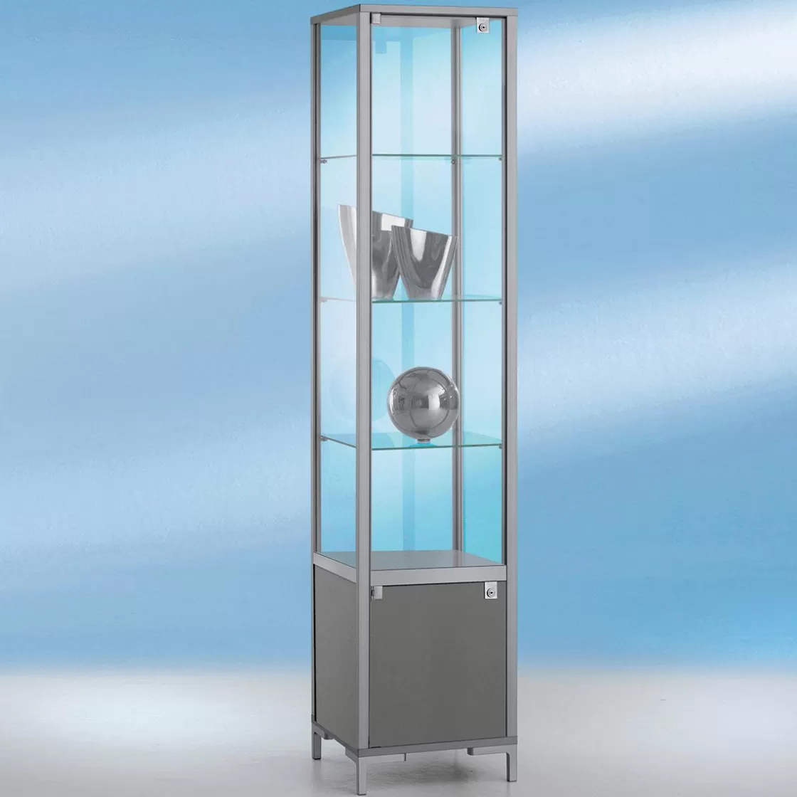 Expositores Para Tiendas>DecoWoerner Vitrina Con Compartimento Cerrado, 186 X 40 X 40 Cm transparente