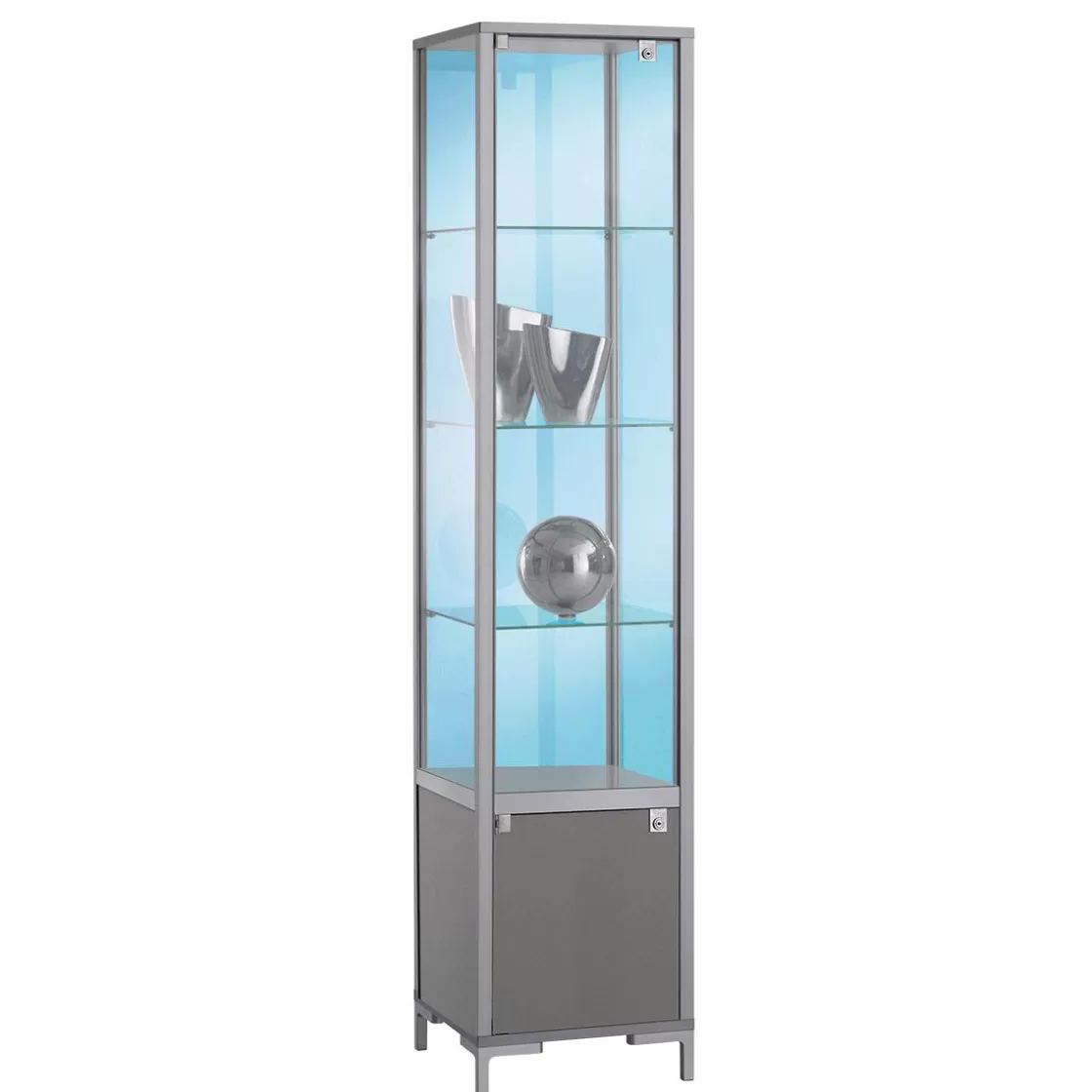 Expositores Para Tiendas>DecoWoerner Vitrina Con Compartimento Cerrado, 186 X 40 X 40 Cm transparente