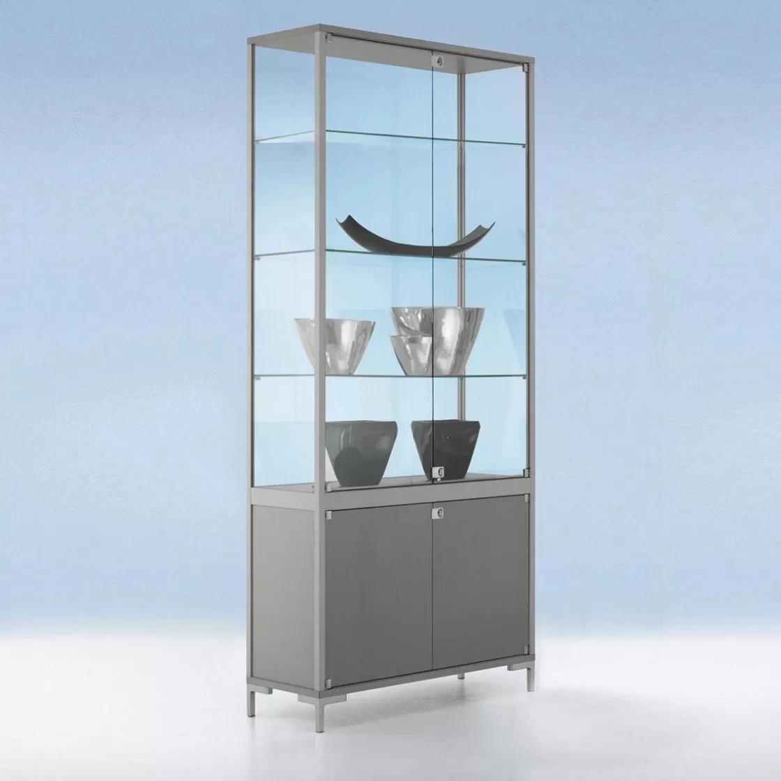 Expositores Para Tiendas>DecoWoerner Vitrina Con Compartimento Cerrado, 186 X 80 X 40 Cm transparente